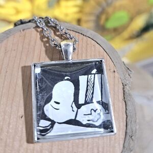 Snoopy Vintage Peanuts Book Page Necklace New Ooak